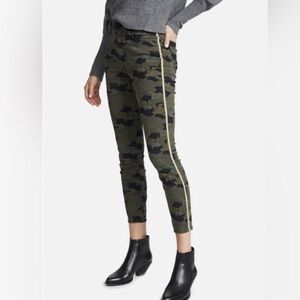 L’AGENCE Margot Stretch Denim Camo Jeans With Gold Side Stripe